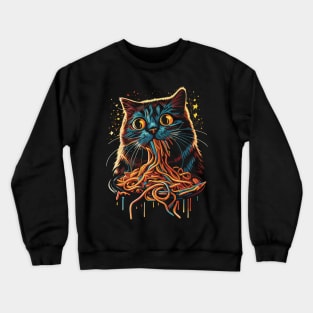 Cat Eating Spaghetti Crewneck Sweatshirt